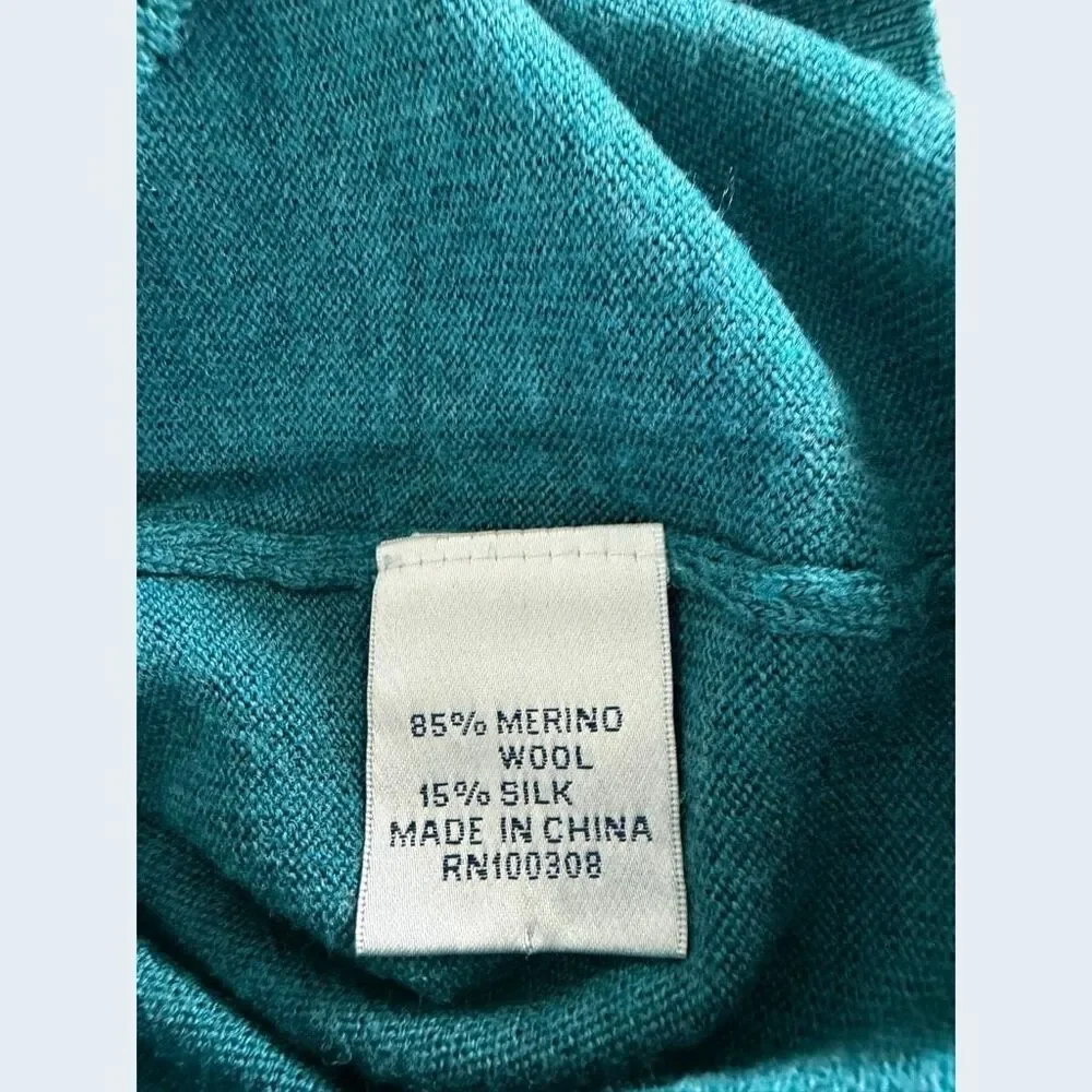 Peter Millar Men’s Teal Merino Wool & Silk Quarter Zip Sweater Medium MF18S52